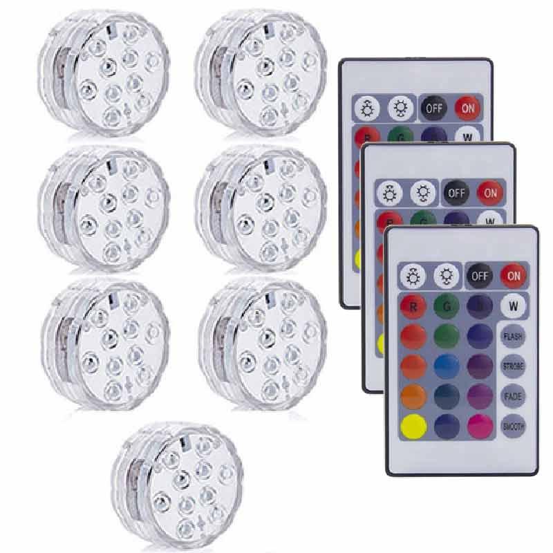 10 LED Remote Controlled RGB Submersible Light Battery Operated Underwater Night Lamp Outdoor Vase Bowl Garden Party Decoration: 3 controller 7 light