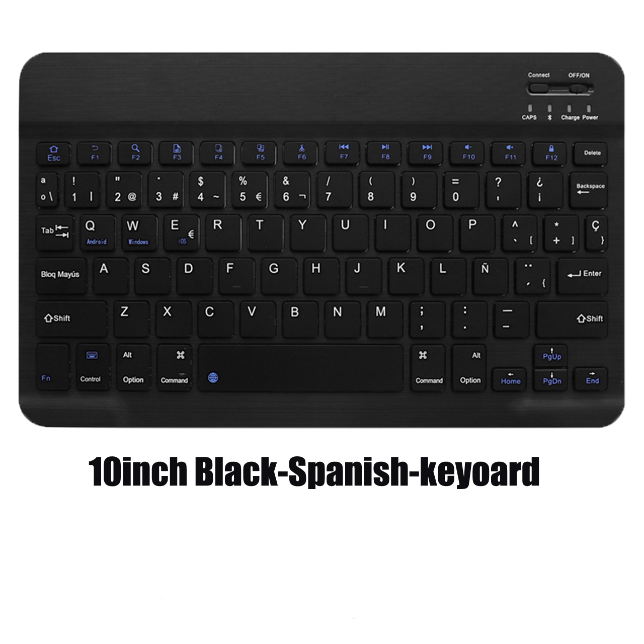 Pink Wireless Bluetooth Keyboard and Mouse Mini Spainish Keyboard Bluetooth Keyboard for Tablet IOS Android IPhone Ipad Keyboard: 10in-Black-key-S