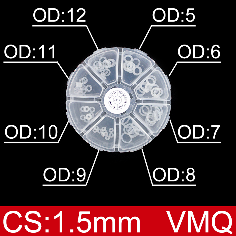 Boxed nitril siliconen rubber O-ring reparatieset kraan afdichting klep waterdichte machine oliebestendige pakking combinatie kit-.-: Donkergroen