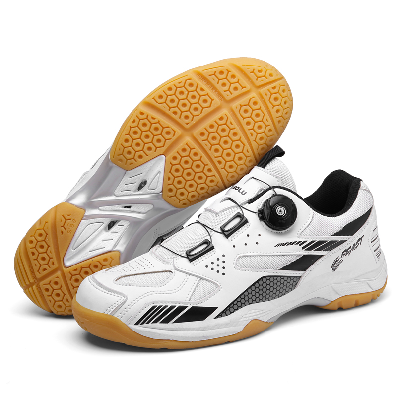 Zapatos de bádminton, zapatos deportivos de entrenamiento para interiores y exteriores, zapatos de tenis de mesa transpirables de malla antideslizantes y resistentes al desgaste: Blanco / 41