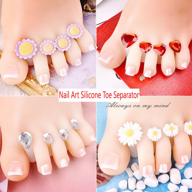 Separador de dedos del pie de silicona suave, modelado de flores para manicura y pedicura, herramienta artística para el cuidado de los pies, 8 Uds.