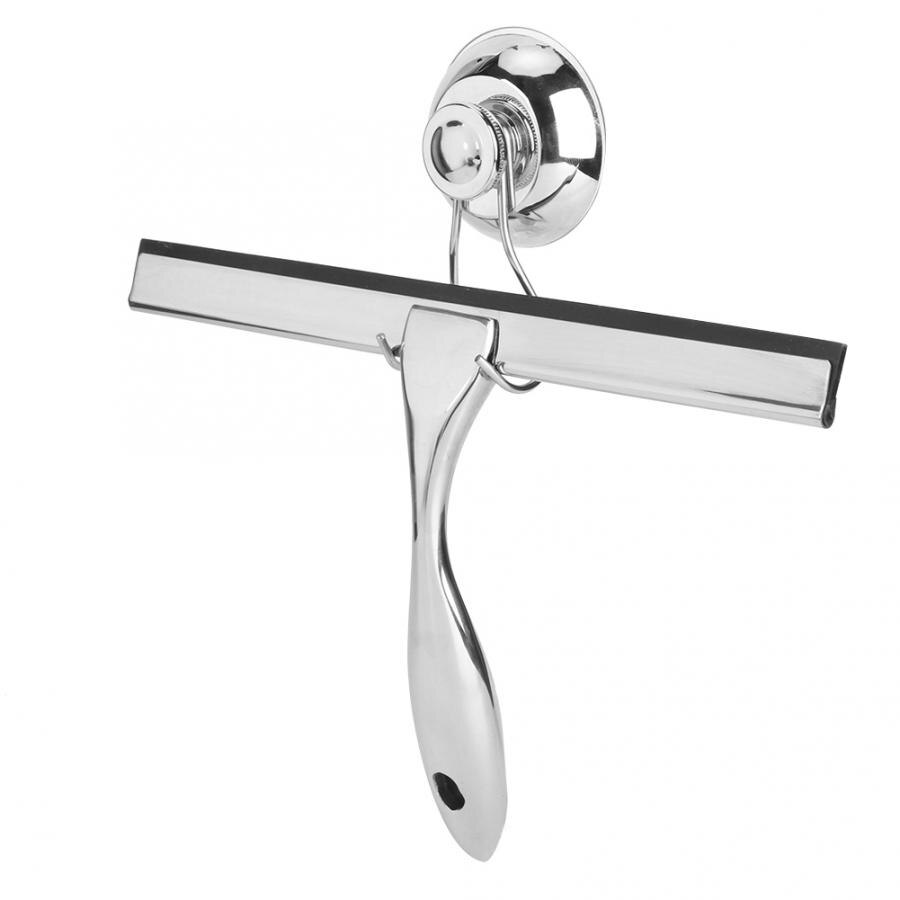 Stainless Steel Cleaner Window Wiper Bathroom Tile Scraper with Suction Cup Hook