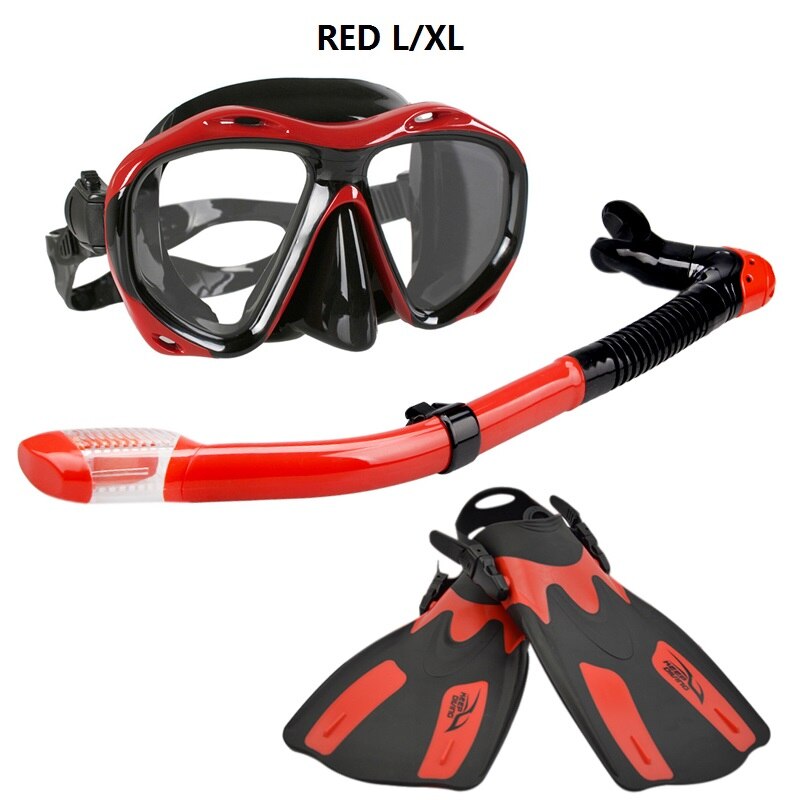 Snorkelen snorkelen duiken scuba zwemuitrusting siliconen duikmasker uitrusting + ademhalingsbuis + zwemvliezen