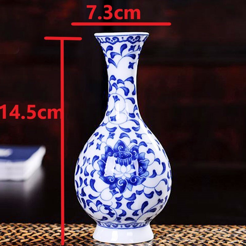 Jarrones de cerámica Vintage para decoración del hogar, jarrón de porcelana antigua azul y blanca, patrón C, chino tradicional, azul y blanco, Fo: D