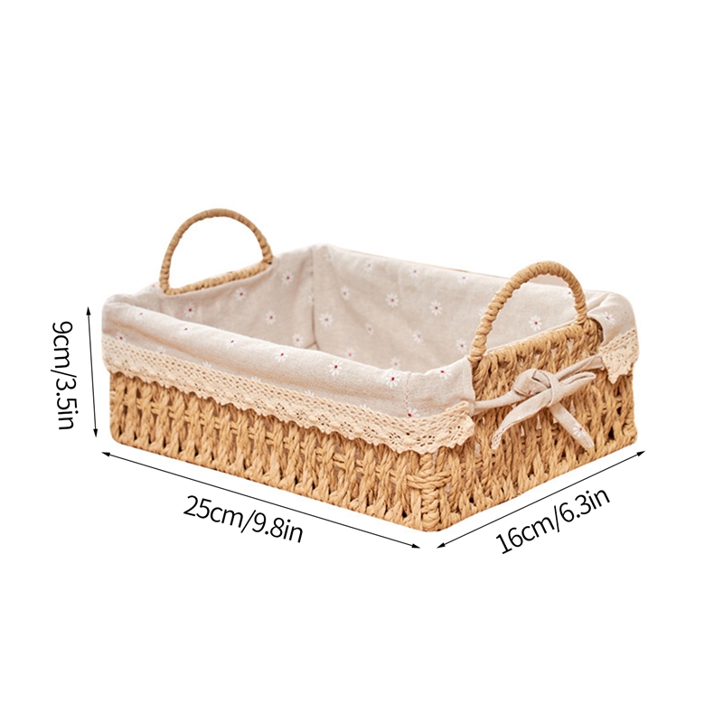 Geweven opbergmanden Rieten mand voor Keukenorganizer Badkamer Organiserende manden Desktop Organizer Container: Bruin