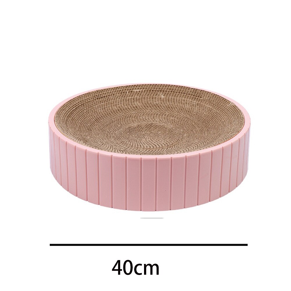 Round Cat Scratcher Grinding Claws Cardboard Corrugated Paper Wear Resistant Scratcher Pad Relaxing Cat Bed Supplies: big pink