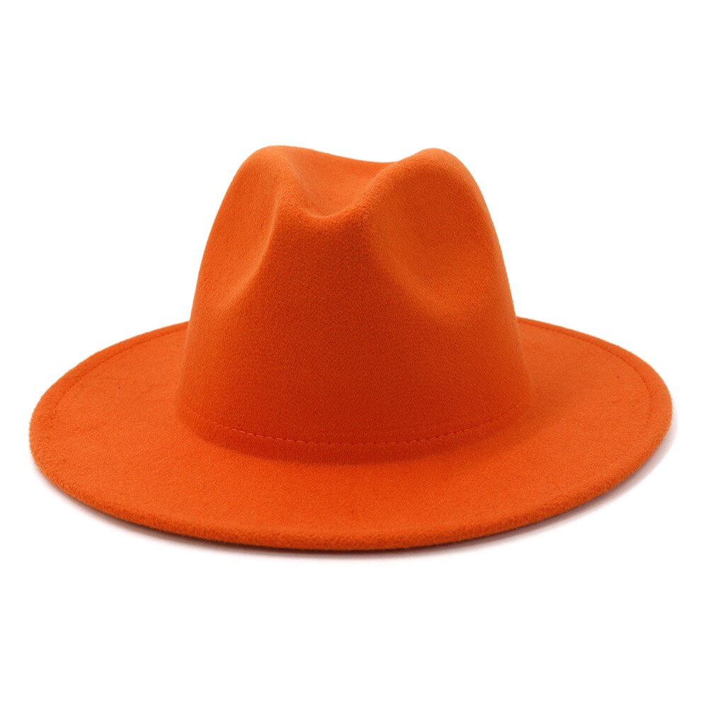 Classic British Fedora Hat Men Wome Orange Woolen Winter Felt Hats Jazz Hat