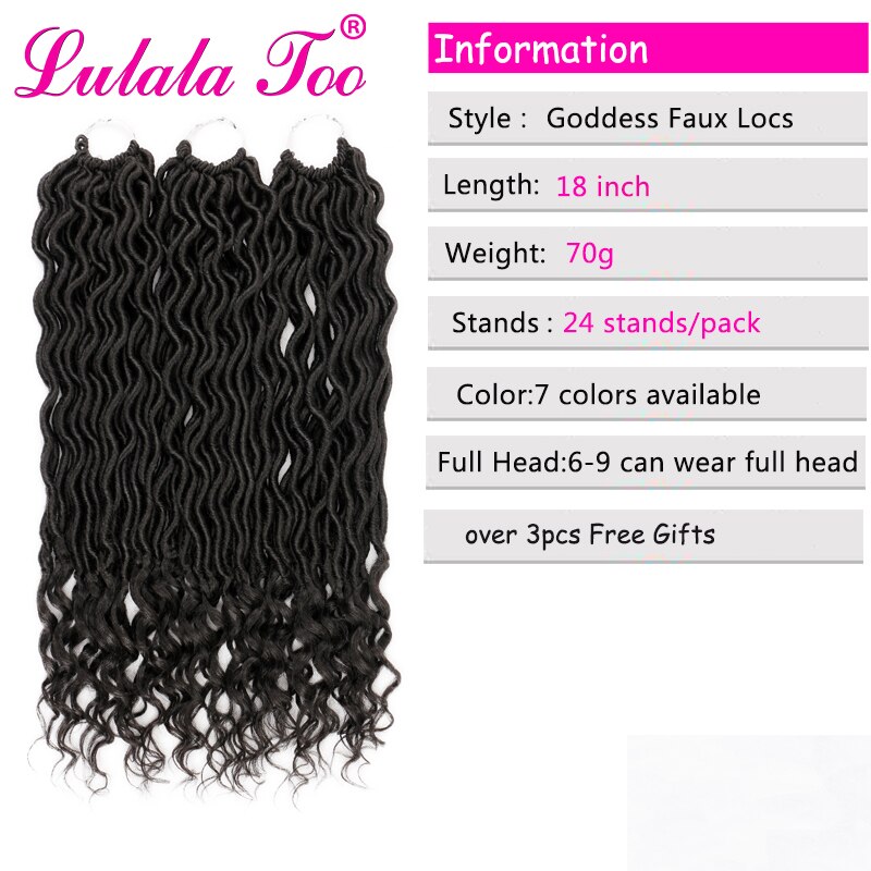 Faux Locs Curly Crochet Braid Hair 18inch 24 Strands Bohemian Ombre Braiding Hair Extensions Synthetic Crochet Hair for Women