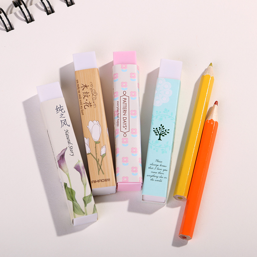 1PC Cube Long Rubber Pencial Kawaii Eraser Cute School Supplies Stationery Erasers Correction Products