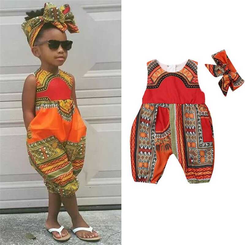Style Infant Baby Girls Kids African Jumpsuit ClothesToddler Rompers Outfit
