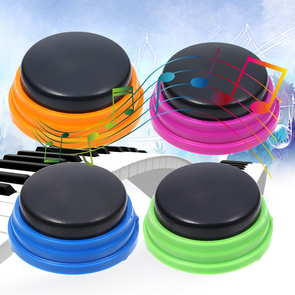 Recordable Talking Button Voice Recording Sound Button for Kids Pets Interactive Toy Phonograph Answering Buttons Noise Makers: 4 colors set