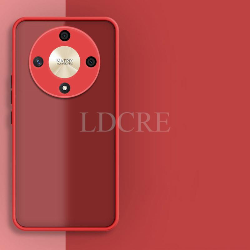 etui na Honor X9b silikon TPU matowy pokrywa etui na Honor X9b X9a etui Honor X9b Capa ochraniacz Przezroczyste gumowe etui: aluminium / Czerwony