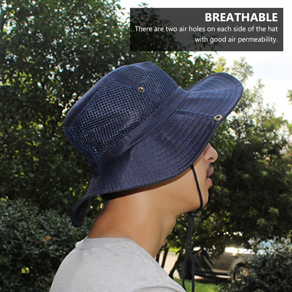 Mesh Fisherman Hat Summer Simple Bucket Hat Large Brim UV Sun Hat
