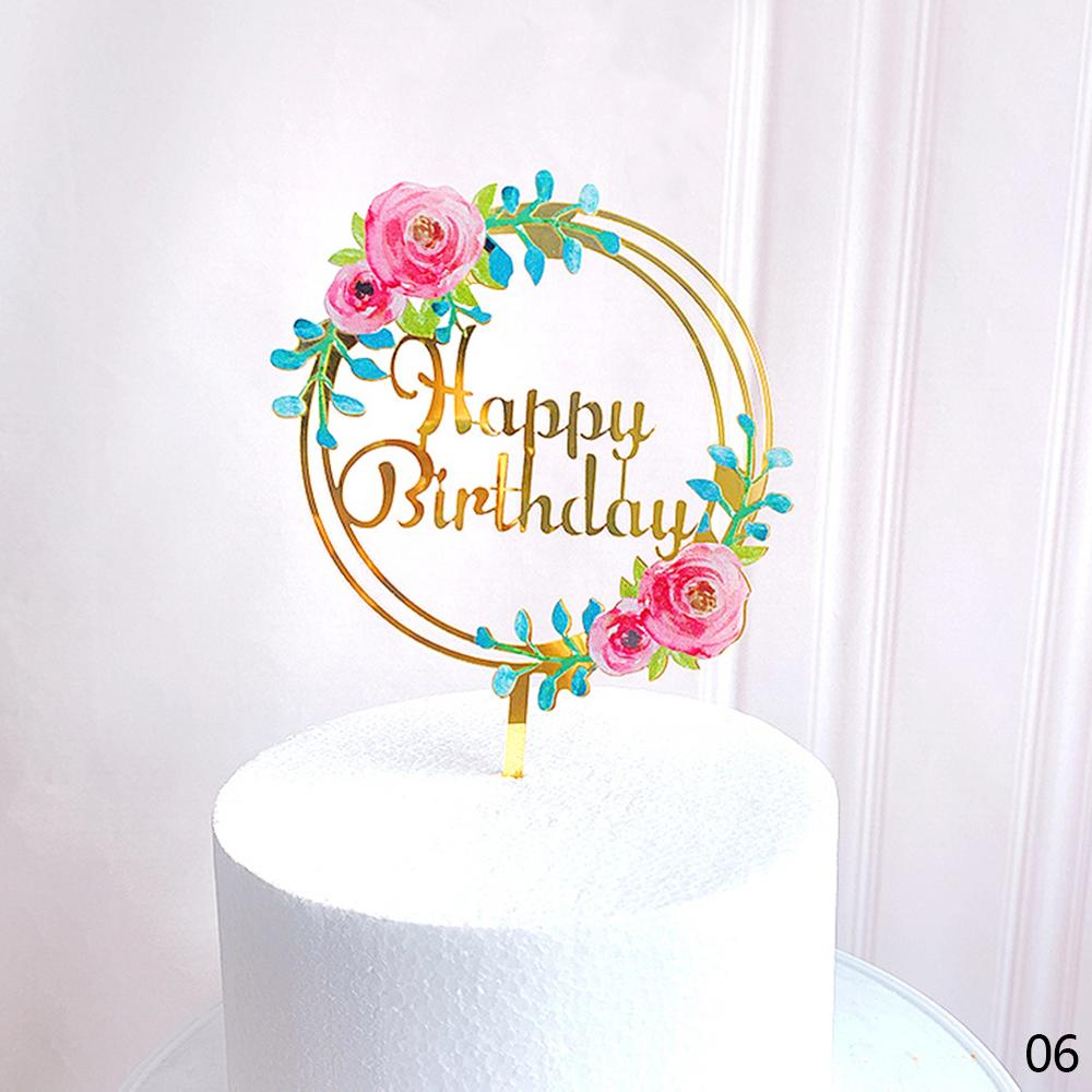 Acryl Gelukkige Verjaardag Cake Topper Resuable Hart Letters Guirlande Anniversary Topper Cupcake Dessert Decor Feestartikelen: Happy Birthday-03