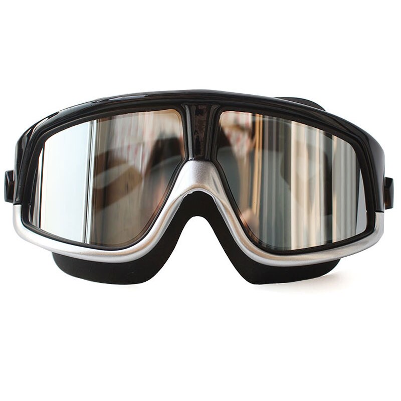 Lunettes de natation polarisées à grande monture, en Silicone, confortables, étanches, Anti-buée, Protection UV, pour adultes et femmes: Black Silver
