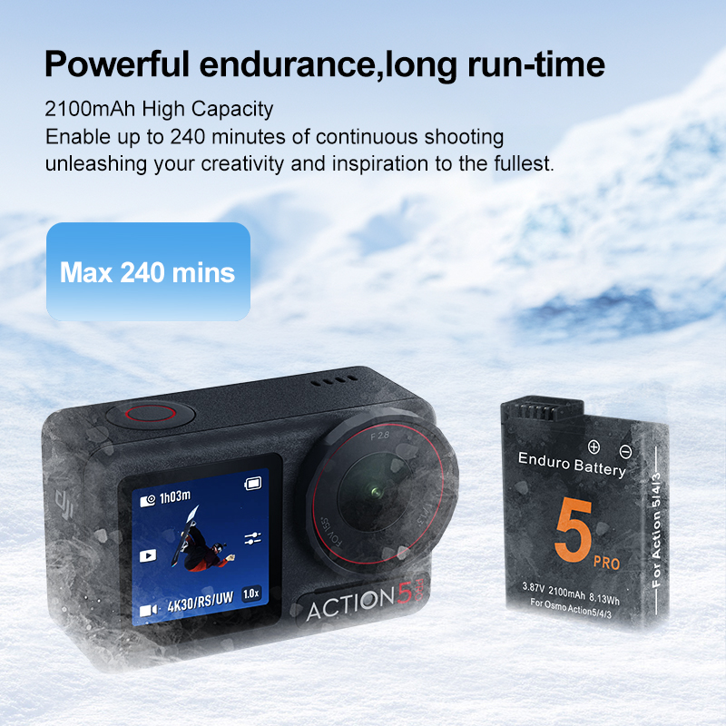 Battery for DJI Osmo Action 5 Pro Action Camera Batteries 3 Slots Fast Charger 2100mah Battery for Osmo 3 4 5 Pro Accessories