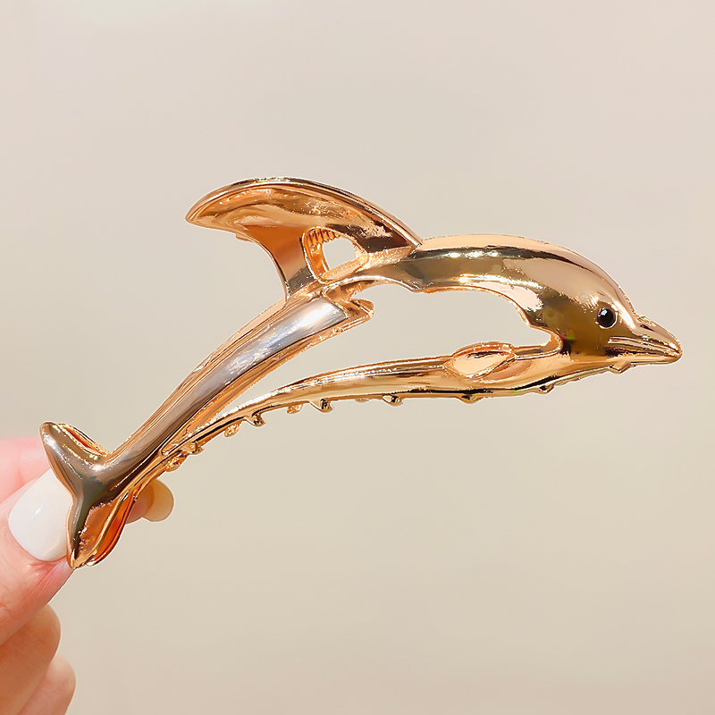 Nuevas mujeres oro plata forma de delfín Metal pinza para el cabello señora Color sólido Clip diadema horquilla accesorios para el cabello de: Lavanda