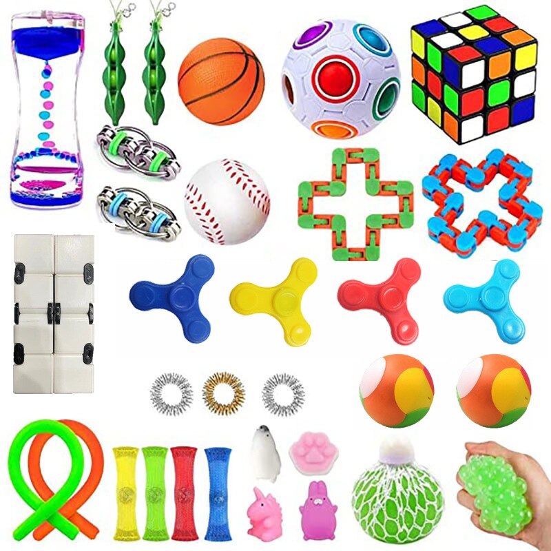 Fidget Sensory Toy Set Stress Relief Toys Autism Anxiety Relief Stress Pop Bubble Toysn for Adultssensory Decompression Artifac: GMK-25