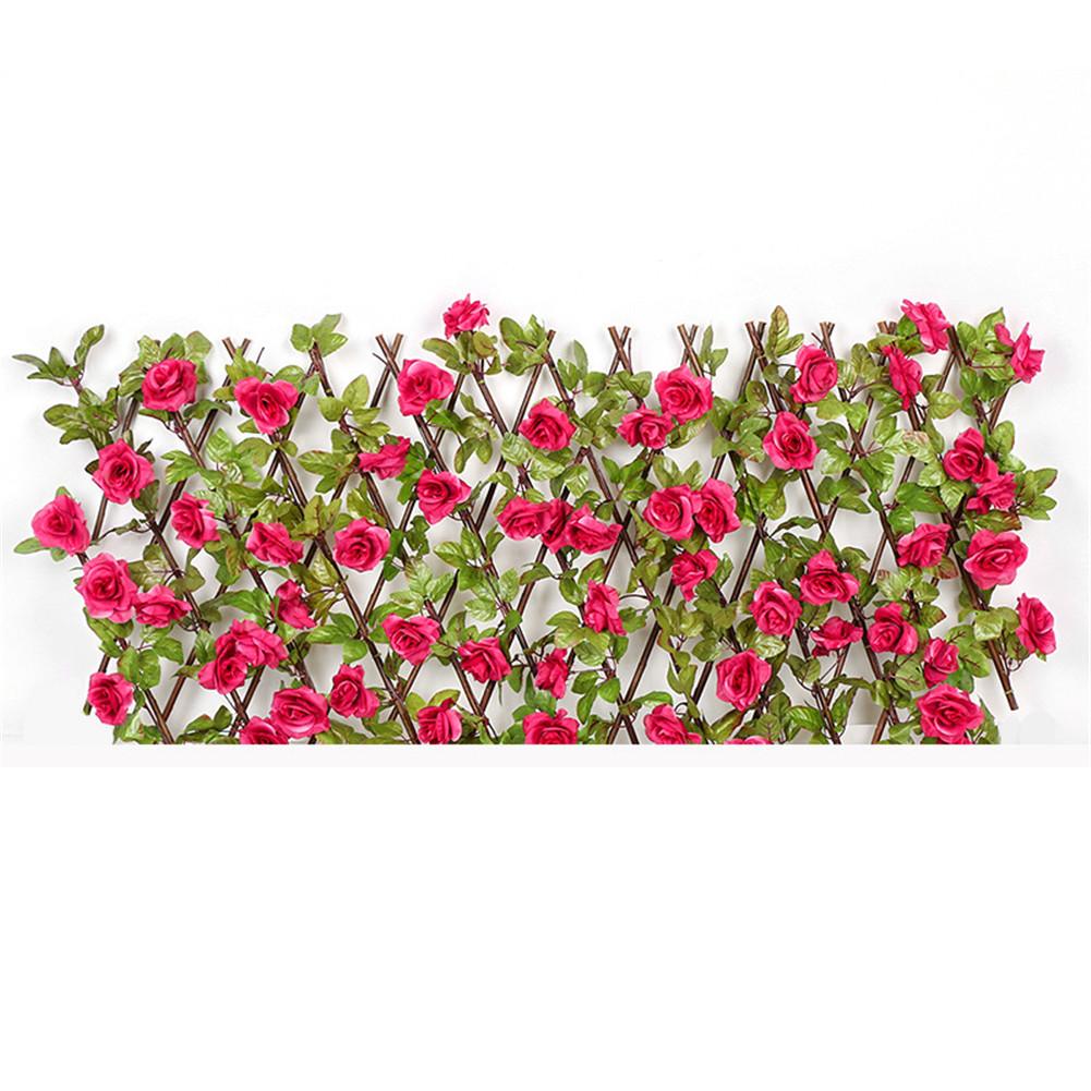 Simulation clôture filet haie en bois avec fleurs artificielles feuilles décoration de jardin criblage écran en expansion clôture rétractable: Small B