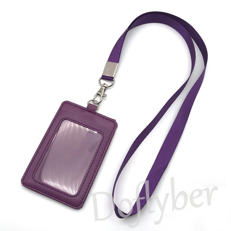 ID Work Card Holder with 15mm Neck Strap Rope Set Bank Employee Name Tag Badge Exhibition Lanyard Company Office Supplies: Purple
