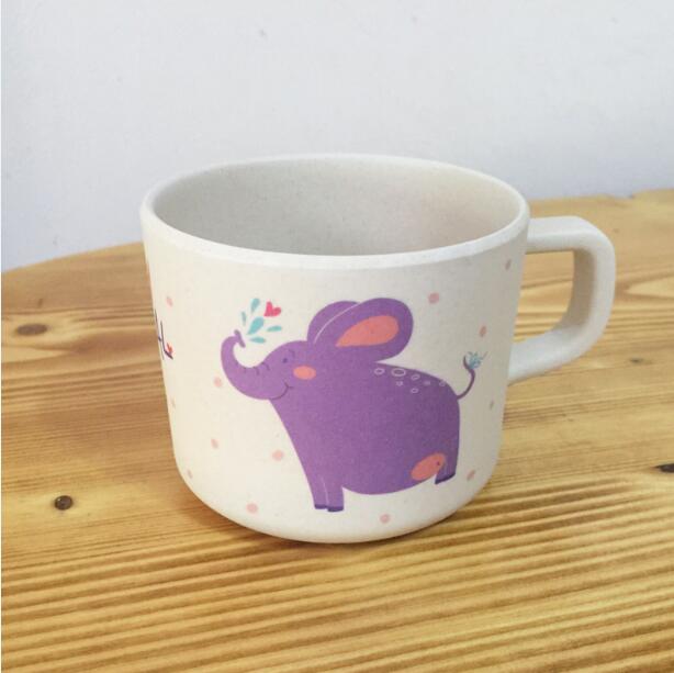 Babymuggar bambu djur söta babydrinkware med handtag natursäkert material barndrinkware: 5