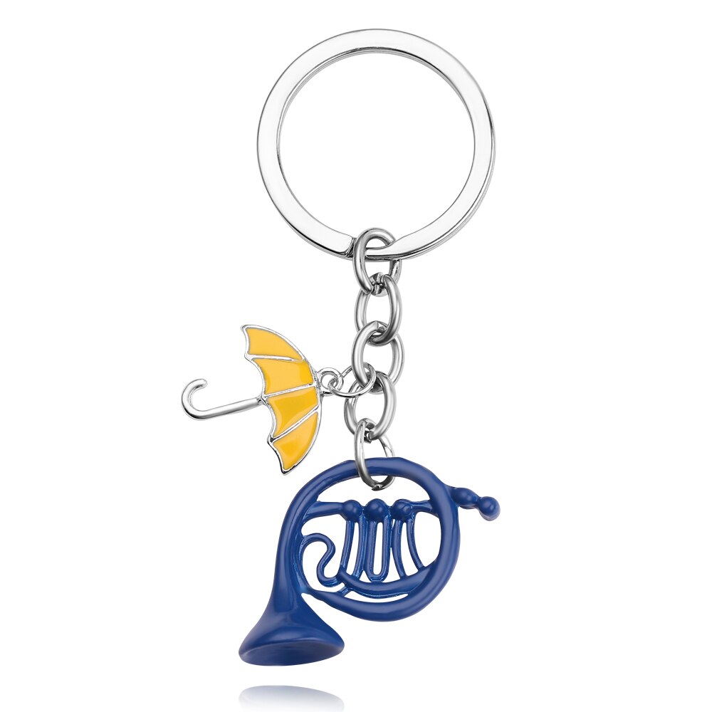 Movie Himym keychain How I Met Your Mother Keyrings Yellow Umbrella Blue French Horn Pendant keychain: WHITE