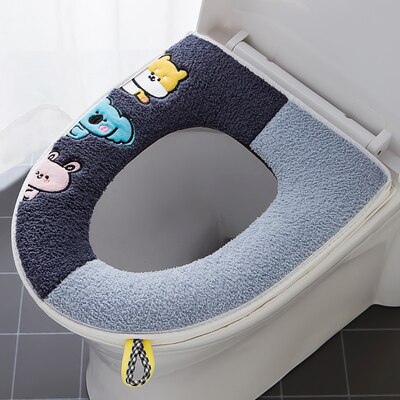 Cotton Linter Overcoat Toilet Case Bathroom Multi Color Toilet Mat Warm Toilet Seat Cover: A6