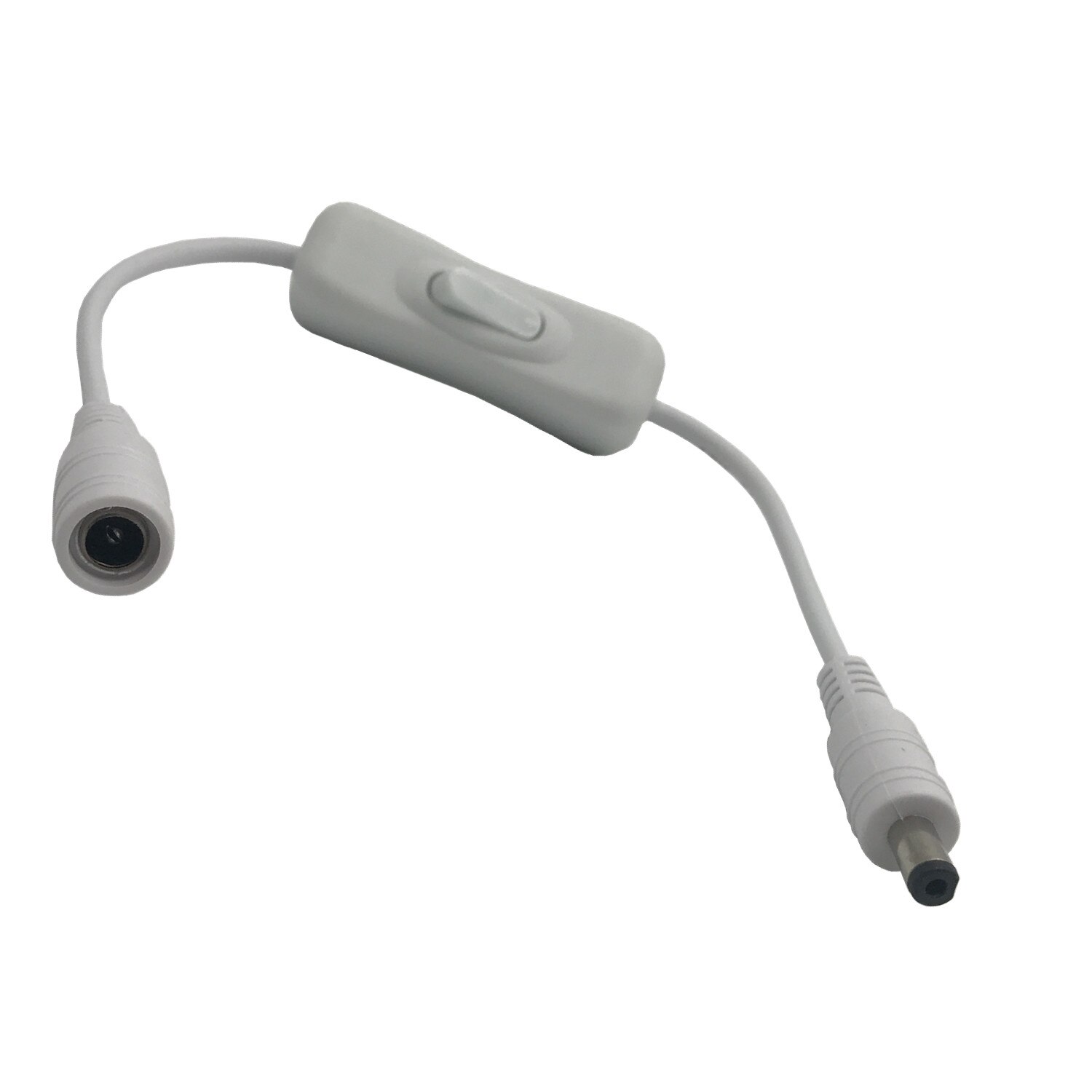 304 Switch Inline Toggle Rocker On Off Switch 5.5x2.1mm Male to Female DC Power Cable Connector: white