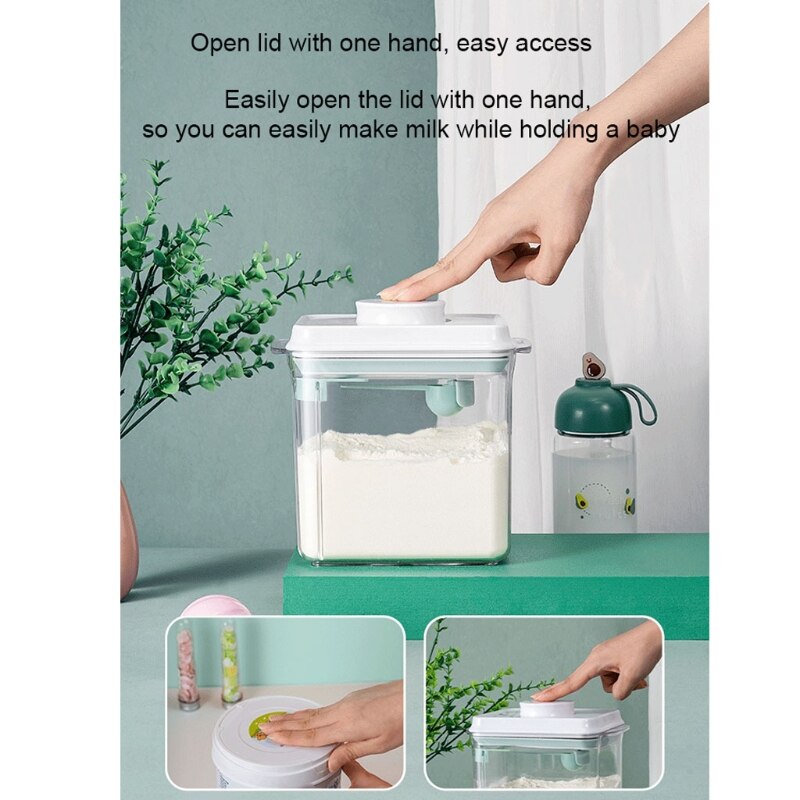 One Touch Baby Milk Powder Dispenser Airtight Food Storage Cereal Containers Plastic for Kitchen Pantry Organization