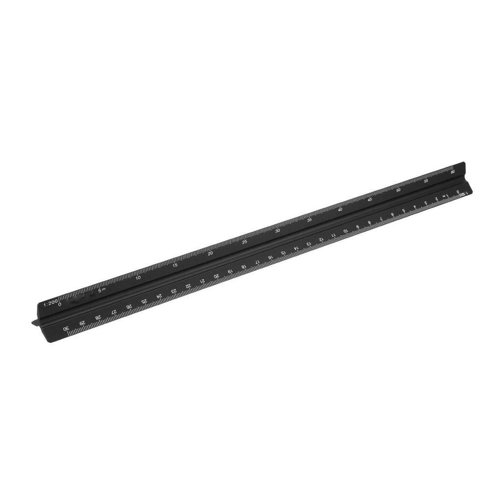 Skala lineal aluminiumlegering 30cm ingeniør trekantet skala arkitekt linealer tegning værktøjer arkitektonisk skala lineal-sort