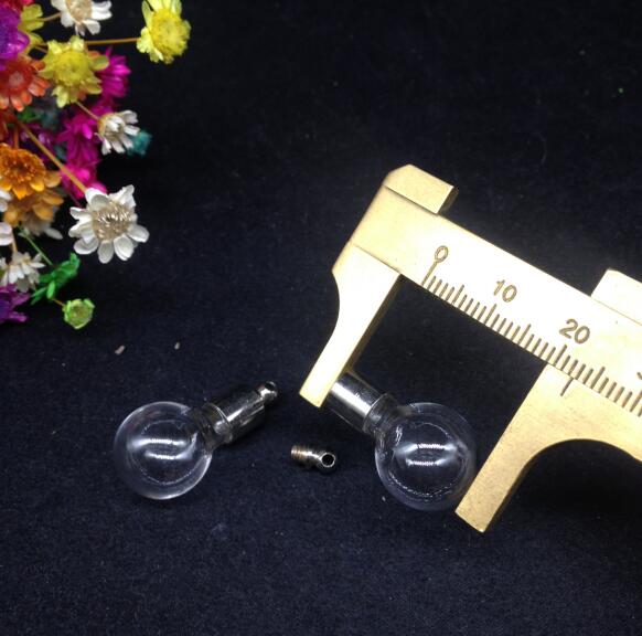 10pcs 13*26mm screw cap Ball glass vial jewelry Miniature Wishing Glass BOTTLE necklace pendant oil charm name on rice art
