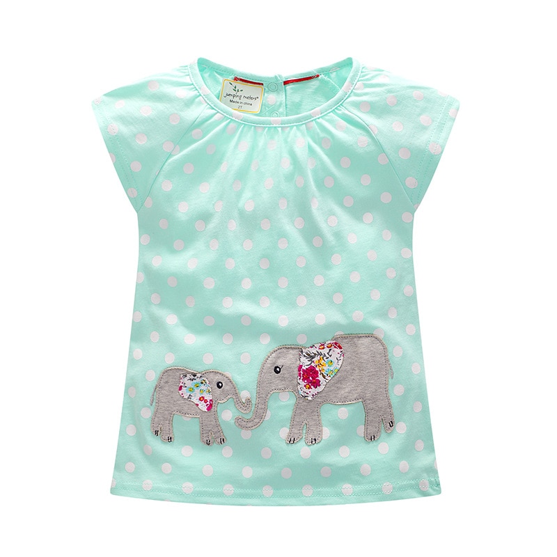 Flickor t-shirt elefant sommar djur barn överdelar barn småbarn kortärmade t-shirts märkes t-shirts