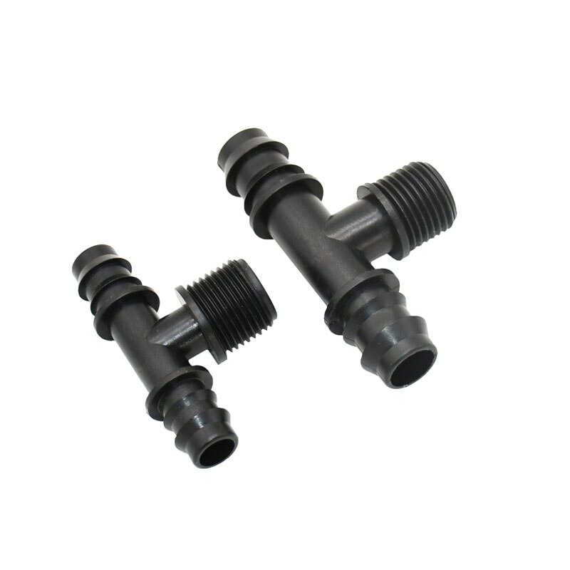Mannelijke draad 1/2 "  to16mm 20mm tuinslang t-stuk waterverdeler  g1/2 to 1/2 3/4 2-- weg t-stuk weerhaakconnector 50 stuks