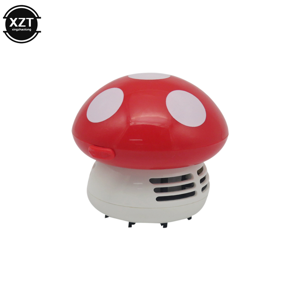 Handheld Mini Desktop Vacuum Cleaner Mushroom Shape Cleaner Desk Cleaner Eraser Dust Paper Dust Sweeper: Red