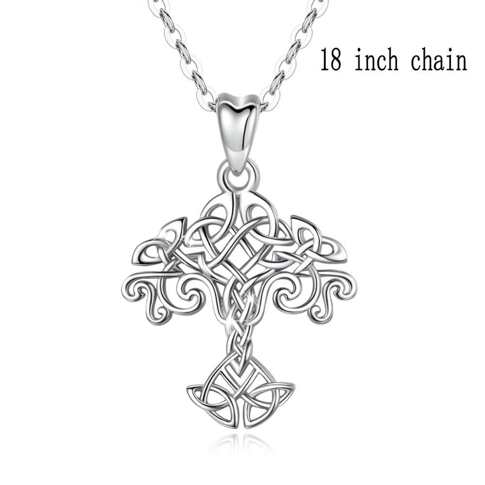 Eudora 100% 925 Sterling Silver Tree of Life Ketting Hanger Celtics Knoop Choker Vrouwen Kraag Voor Vrouwen Mode-sieraden Cadeau: 18 inch chain