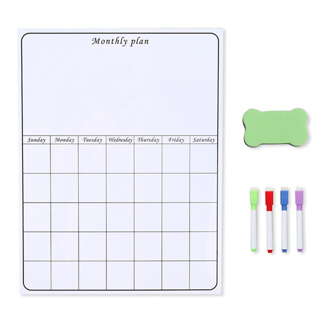 Magnetic Display Family Planner, Refrigerator Sticker, Reusable, Daily, Weekly And Monthly Planner Tool Business Meeting Tool: Default Title