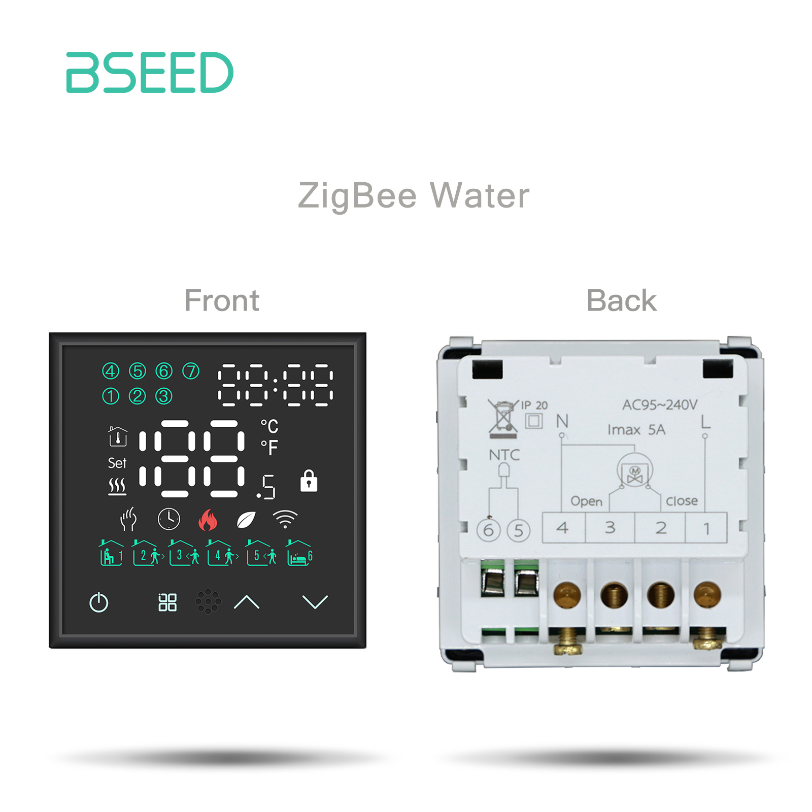 BSEED Touch Screen Electric Floor Heating Water Boiler Room Thermostat Module Part ZigBee Alexa Temperature Controller APP: green