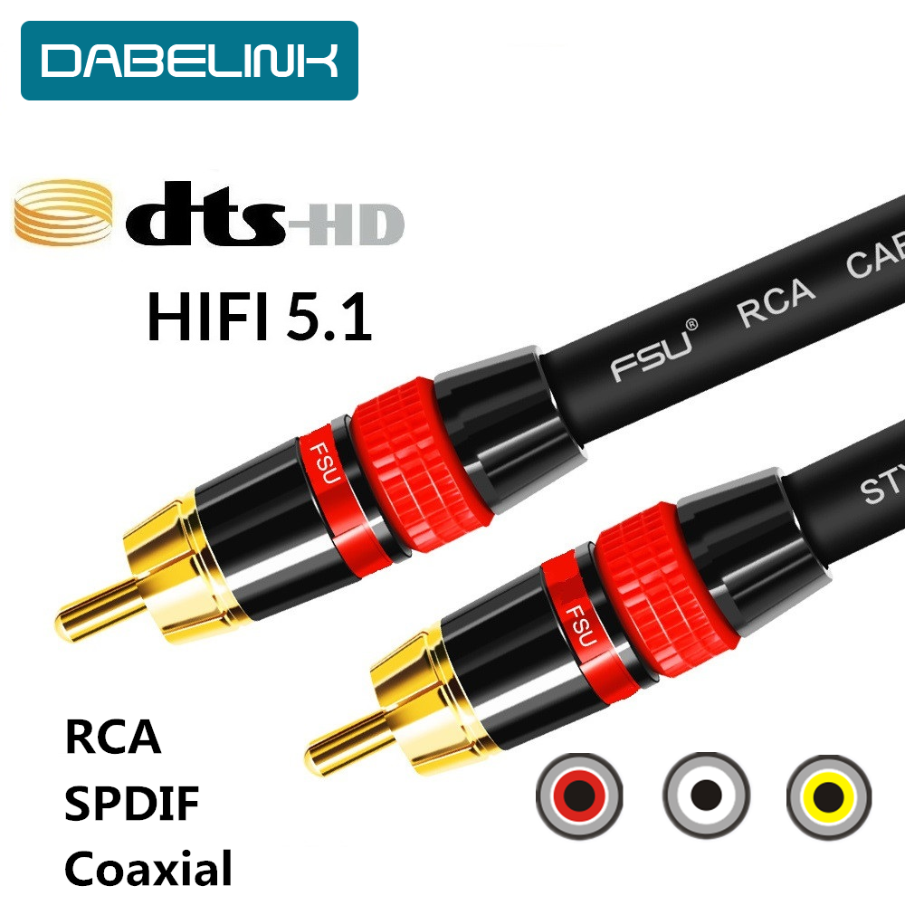 Digital lyd koaksial rca-kabel spdif-kabel premium stereolyd rca til rca-hann høyttaler hifi subwooferkabel av  tv 1m 2m 3m 5m