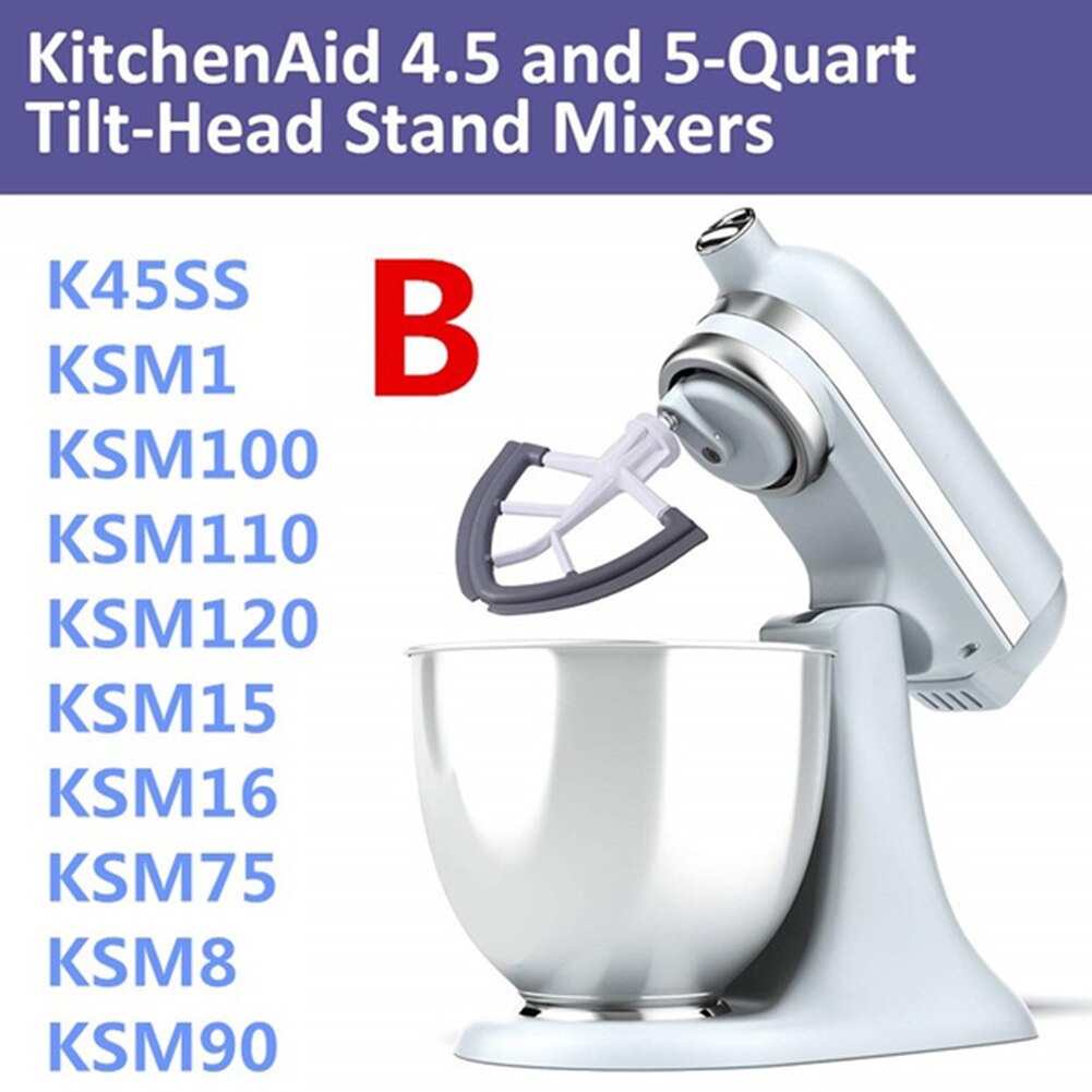 Tilt-Hoofd Platte Beater Siliconen Mixer Paddle Thuis Keuken Mengen Attachment Vervanging Voor Kitchenaid 4.5-5QT