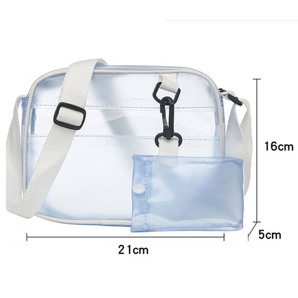 Women Clear Tote Bag Pvc Handbag Shoulder Transparent Beach Clutch Purse Diagonal Bag: blue-21X16X5