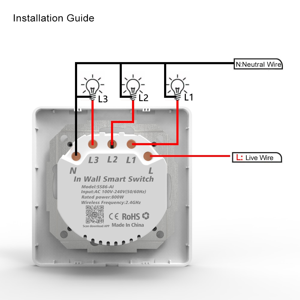 AVATTO Smart WiFi Switch with Random combination, Smart home automation Wall Light Switch 1/2/3 Gang Work with Alexa,Google Home