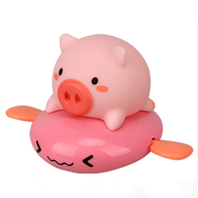 Funny Pigs On Fish Nose Sprays Water Novelty Bath Toy Pool For Baby Shower Clockwork Dabbling Toys Kids Play Water Bath Time: Burgundy