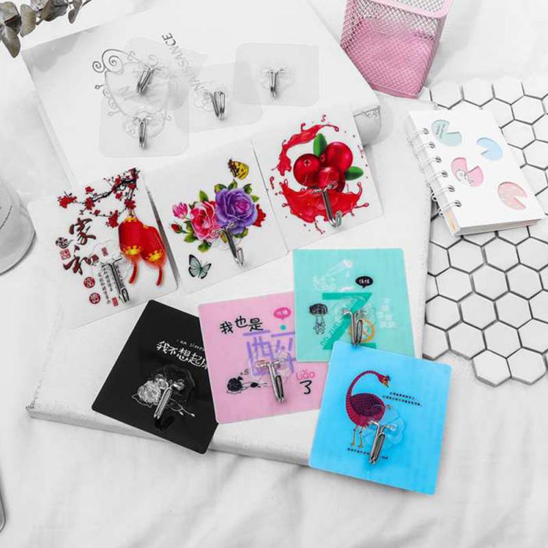 10/20pcs Random Colors Strong Invisible Cartoon Hook Wall Kitchen Adhesive Hook Nail Free Suction Hook Hanger Sticker