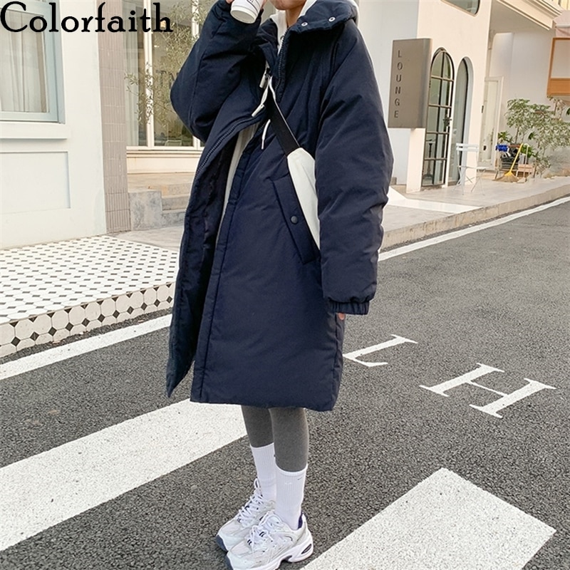 Colorfaith – parka d'hiver et de printemps pour femme, manteau Long surdimensionné de avec poches et col montant, nouveauté , CO850