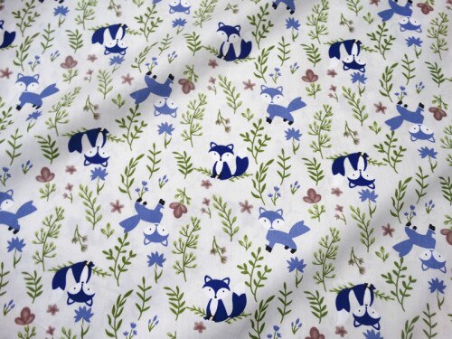 Couette en coton imprimé renard pour bébé, tissu en coton Patchwork, couture, drap de lit, drap de lit, tissu en coton, bricolage robe: Bleu / 100x160cm