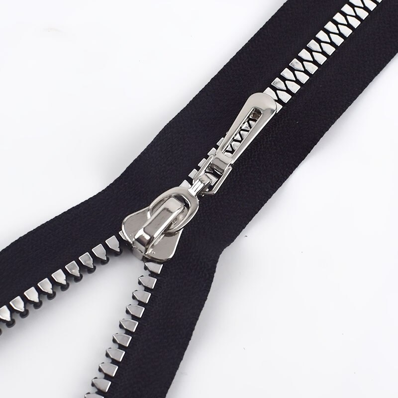 2pcs 8# Open-end Resin Zipper For Sewing Eco-friendly Jackets Coat Down Zippers Zip for Sew DIY Garment Accessories KY921: silver