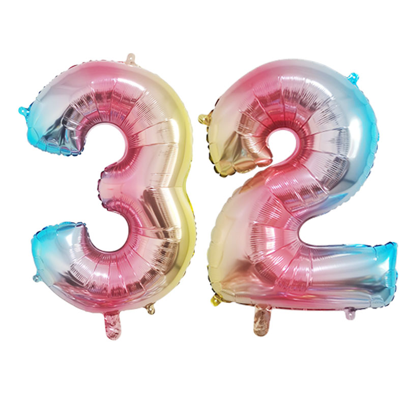 2Pcs 32 Inch Gold Silver Black Blue Pink Helium Foil Number Balloon 28 29 30 31 32 33 Happy Birthday Party Decoration Supplies