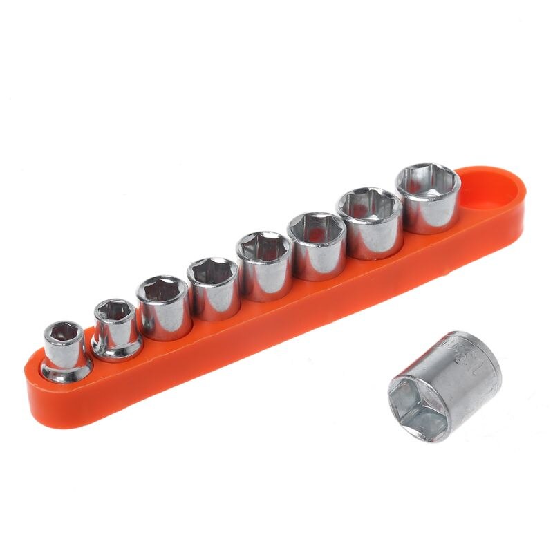 Juego de herramientas de mano para reparación de bicicletas, llave de cabeza hexagonal, adaptador de enchufe de 5-13mm, 9 unids/set