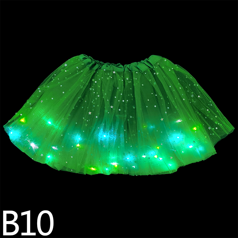 Jupe Tutu en Tulle à lumière LED pour filles, fournitures de décoration féerique, étoiles scintillantes, fête lumineuse, d&#39;anniversaire pour enfants, fournitures de réception pour bébé: B10
