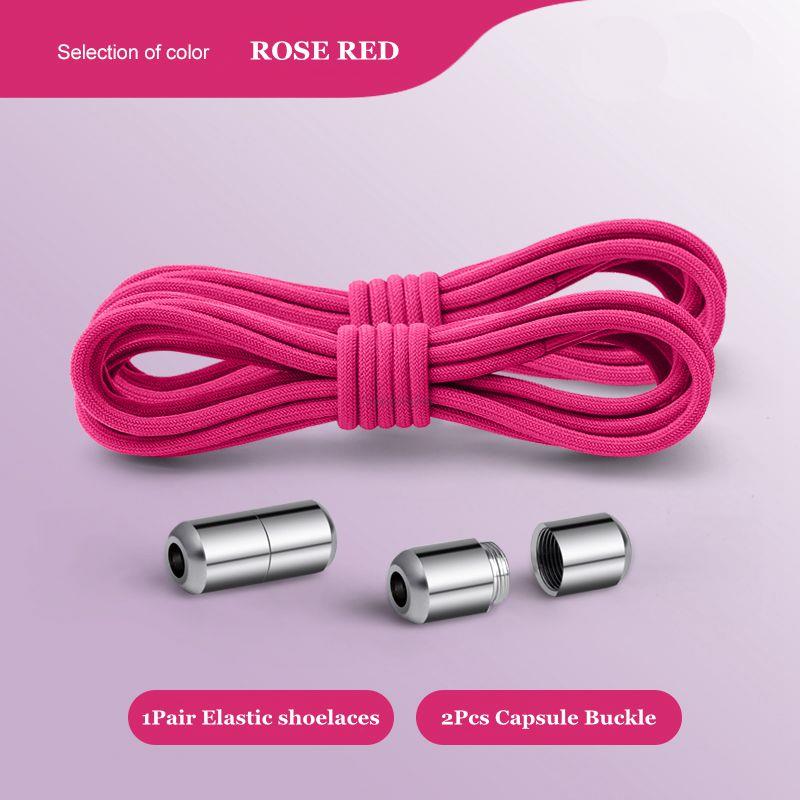 Lacets de chaussures sans cravate, lacets élastiques, baskets, lacets ronds sans attaches, chaussures rapides pour enfants et adultes, élastiques pour chaussures: Rose red